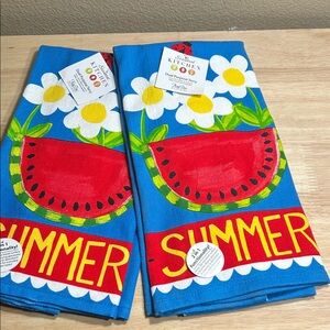 Set of 2 Kay Dee Summer Watermelon Kitchen Towels Dual  Purpose